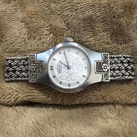 LOIS HILL Watch Sterling Silver Thai Weave Bracelet Floral Lugz Watch - Picture 8 of 16